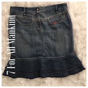 7 For All Mankind Distressed Denim Skirt